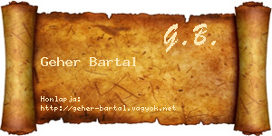 Geher Bartal névjegykártya